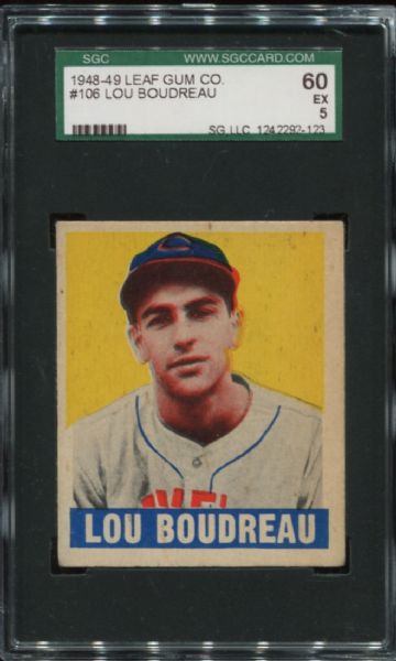 1948-49 Leaf Gum #106 Lou Boudreau SGC 60