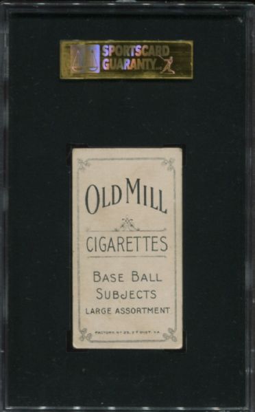 1909-11 T206 Old Mill Hooks Wiltse Portrait With Cap SGC 40