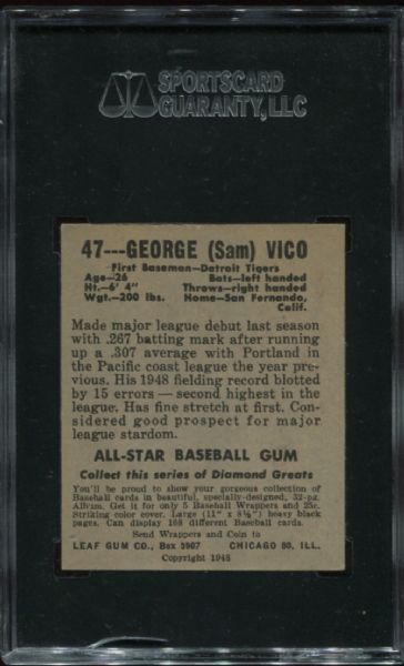 1948-49 Leaf Gum #47 George Vico SGC 70