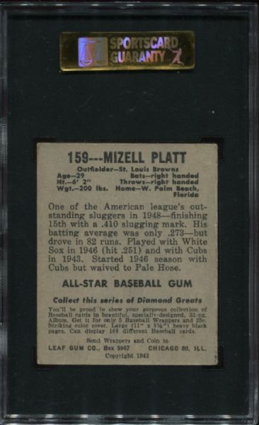 1948-49 Leaf Gum #159 Mizell Platt SGC 80