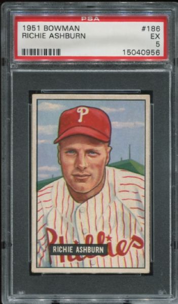 1951 Bowman #186 Richie Ashburn PSA 5