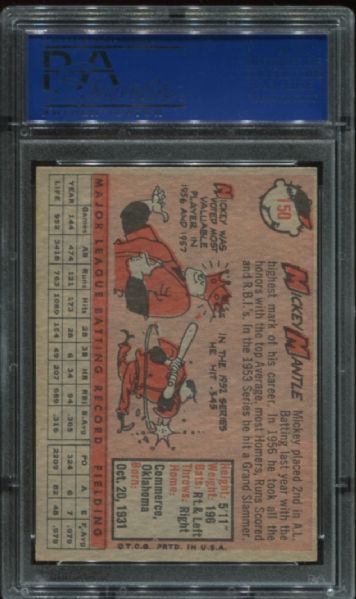 1958 Topps #150 Mickey Mantle PSA 7