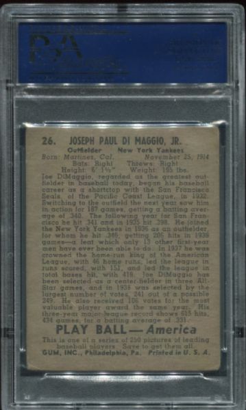 1939 Playball #26 Joe DiMaggio PSA 2