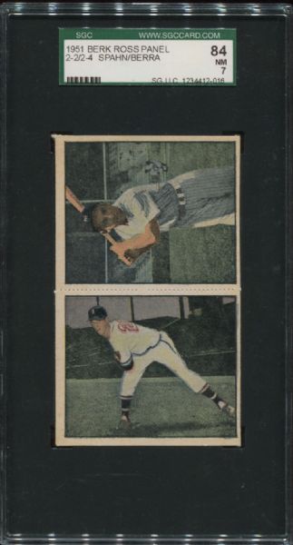 1951 Berk Ross Panel #2-2/4 Spahn/Berra SGC 84