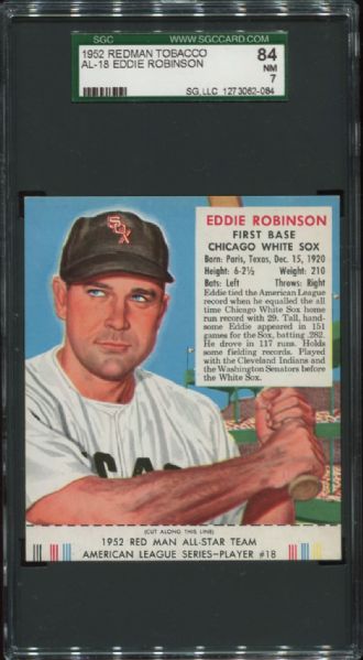 1952 Redman Tobacco AL-18 Eddie Robinson SGC 84