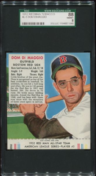 1952 Redman Tobacco AL-5 Dom Dimaggio SGC 88