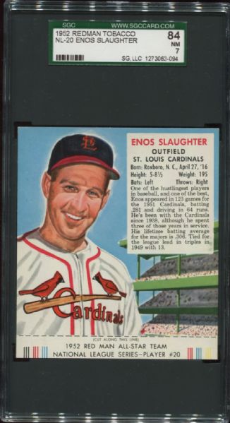 1952 Redman Tobacco NL-20 Enos Slaughter SGC 84