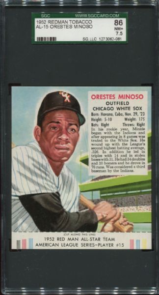 1952 Redman Tobacco AL-15 Orestes Minoso SGC 86