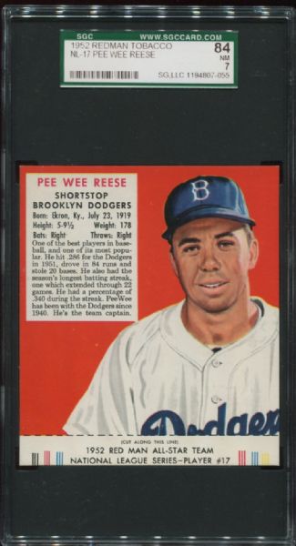 1952 Redman Tobacco NL-17 Pee Wee Reese SGC 84