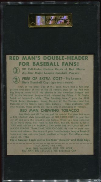 1952 Redman Tobacco AL-5 Dom Dimaggio SGC 88