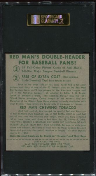 1952 Redman Tobacco NL-12 Ralph Kiner SGC 84