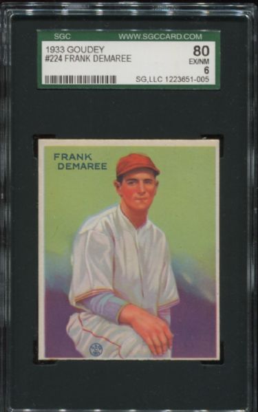 1933 Goudey #224 Frank Demaree SGC 80