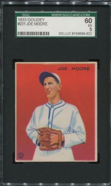 1933 Goudey #231 Joe Moore SGC 60