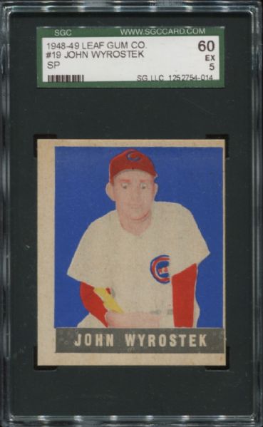 1948-49 Leaf Gum #19 Johnny Wyrostek Short Print SGC 60