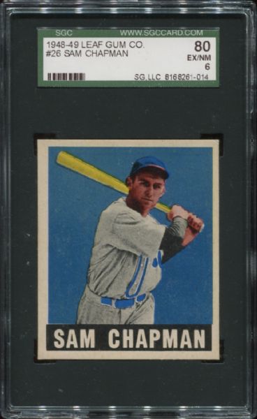 1948-49 Leaf Gum #26 Sam Chapman SGC 80