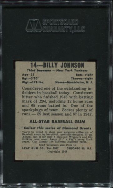 1948-49 Leaf Gum #14 Billy Johnson SGC 40