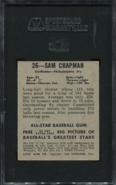 1948-49 Leaf Gum #26 Sam Chapman SGC 80