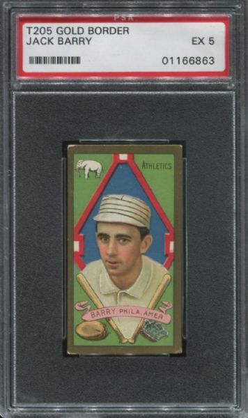 1911 T205 Honest Long Cut Jack Barry PSA 5