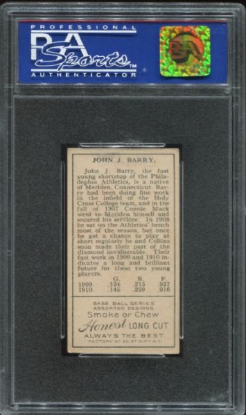 1911 T205 Honest Long Cut Jack Barry PSA 5