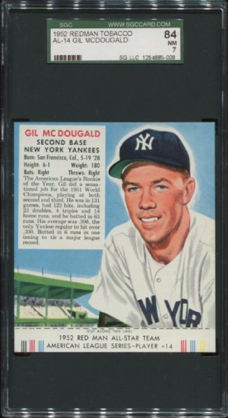 1952 Redman Tobacco AL-14 Gil McDougald SGC 84