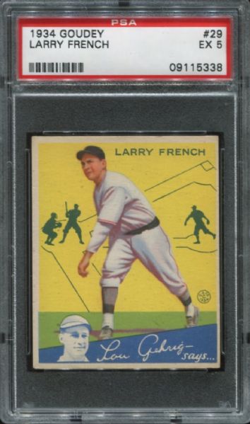 1934 Goudey #29 Larry French PSA 5