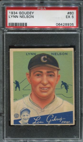 1934 Goudey #60 Lynn Nelson PSA 5