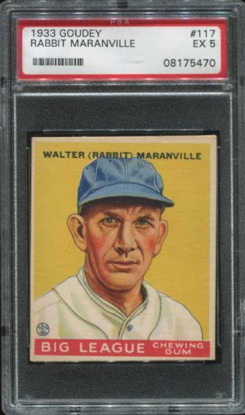 1933 Goudey #117 Rabbit Maranville PSA 5