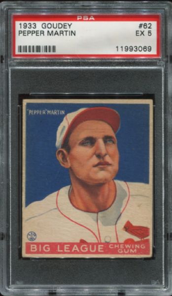 1933 Goudey #62 Pepper Martin PSA 5