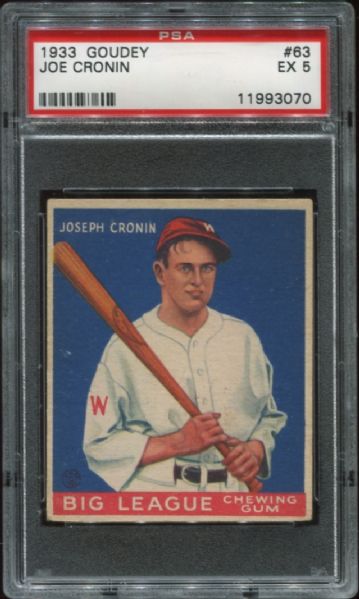 1933 Goudey #63 Joe Cronin PSA 5