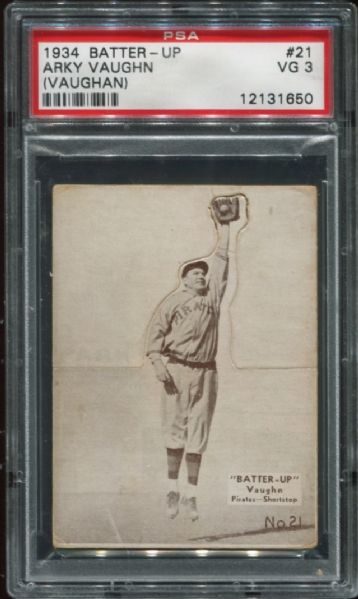 1934 Batter-Up #21 Arky Vaughan PSA 3