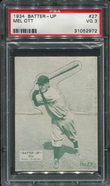 1934 Batter-Up #27 Mel Ott PSA 3