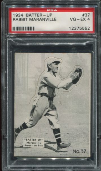 1934 Batter-Up #37 Rabbit Maranville PSA 4