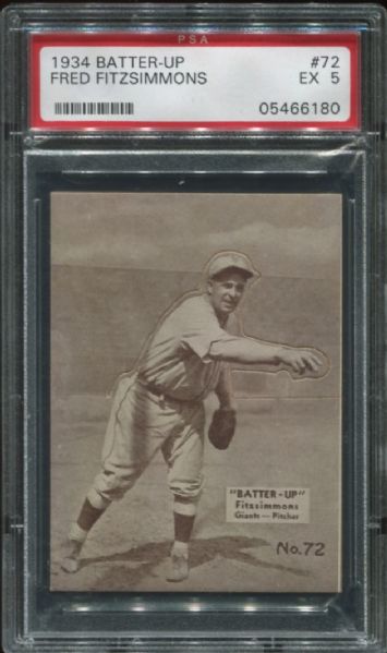 1934 Batter-Up #72 Fred Fitzsimmons PSA 5