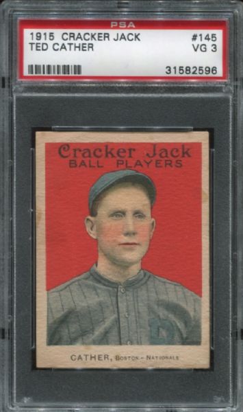 1915 Cracker Jack #145 Ted Cather PSA 3