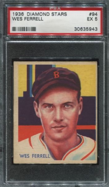 1934-36 Diamond Stars #94 Wes Ferrell PSA 5