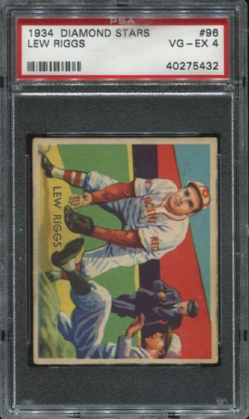 1934-36 Diamond Stars #96 Lew Riggs PSA 4