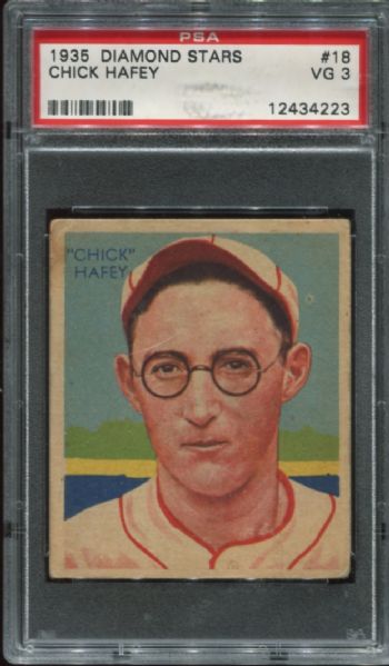 1934-36 Diamond Stars #18 Chick Hafey PSA 3