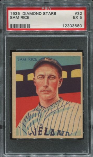 1934-36 Diamond Stars #32 Sam Rice PSA 5