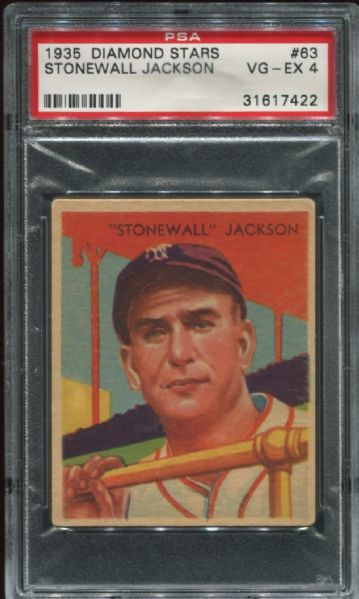 1934-36 Diamond Stars #63 Travis Stonewall Jackson PSA 4