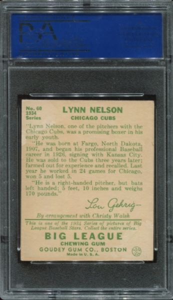 1934 Goudey #60 Lynn Nelson PSA 5