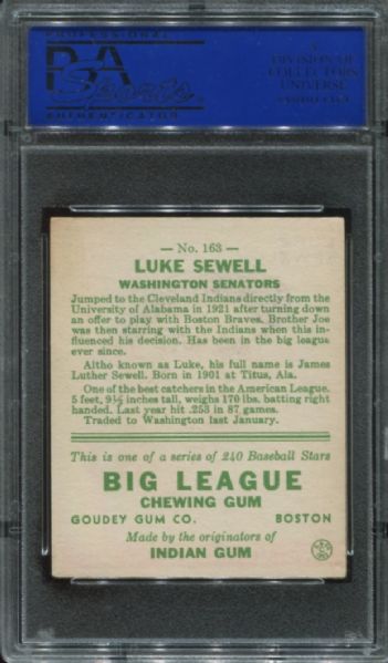 1933 Goudey #163 Luke Sewell PSA 5