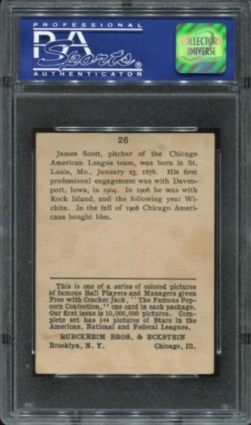 1914 Cracker Jack #26 James Scott PSA 4