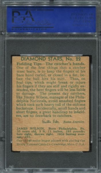 1934-36 Diamond Stars #22 Jimmy Wilson PSA 4