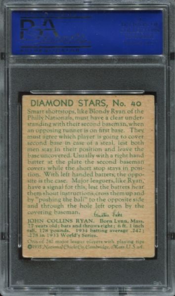 1934-36 Diamond Stars #40 Blondy Ryan PSA 5