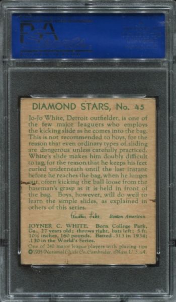 1934-36 Diamond Stars #45 Jo Jo White PSA 5