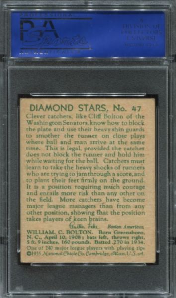 1934-36 Diamond Stars #47 Cliff Bolton PSA 5