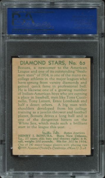 1934-36 Diamond Stars #65 Zeke Bonura PSA 6