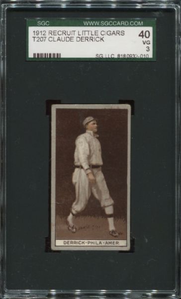 1912 T207 Recruit Claude Derrick SGC 40