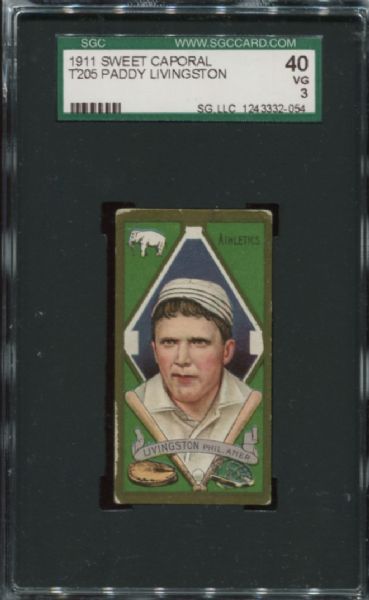 1911 T205 Sweet Caporal Paddy Livingston SGC 40