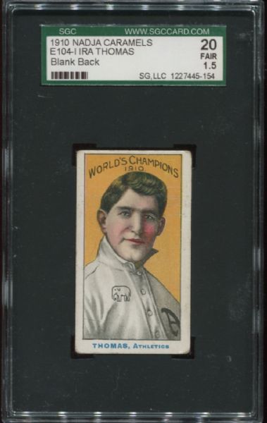 1910 E104-I Nadja Caramels Ira Thomas Blank Back SGC 20